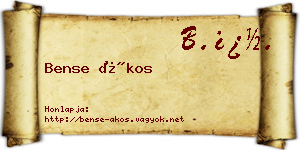 Bense Ákos névjegykártya
